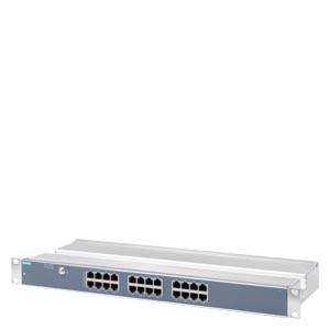 A network switch with 24 Ethernet ports, suitable for connecting multiple devices in a network. The device is rack-mountable.