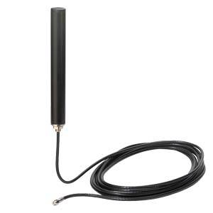 A black, cylindrical microphone with a long cable, suitable for audio recordings and transmissions.