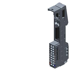 Siemens switching module, vertical view with multiple connections at the bottom. Dark grey colour, suitable for industrial applications.
