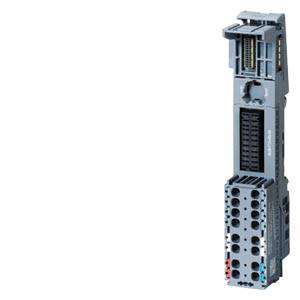 Industrial component with plug connectors and switches, vertically positioned, with a grey plastic housing.
