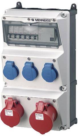 Stylish power distributor with two red and two blue sockets, suitable for use in industrial environments.