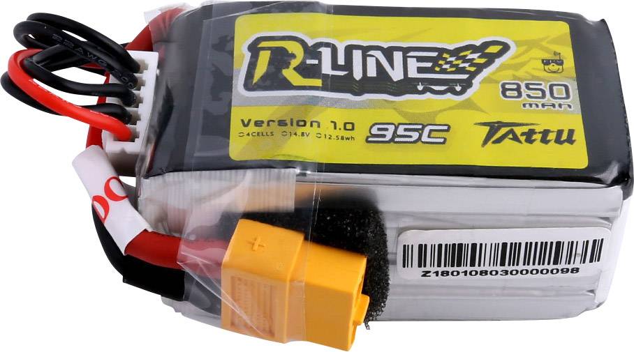 Tattu Scale model battery pack (LiPo) 14.8 V 850 mAh No. of cells: 4 95 C Softcase XT60