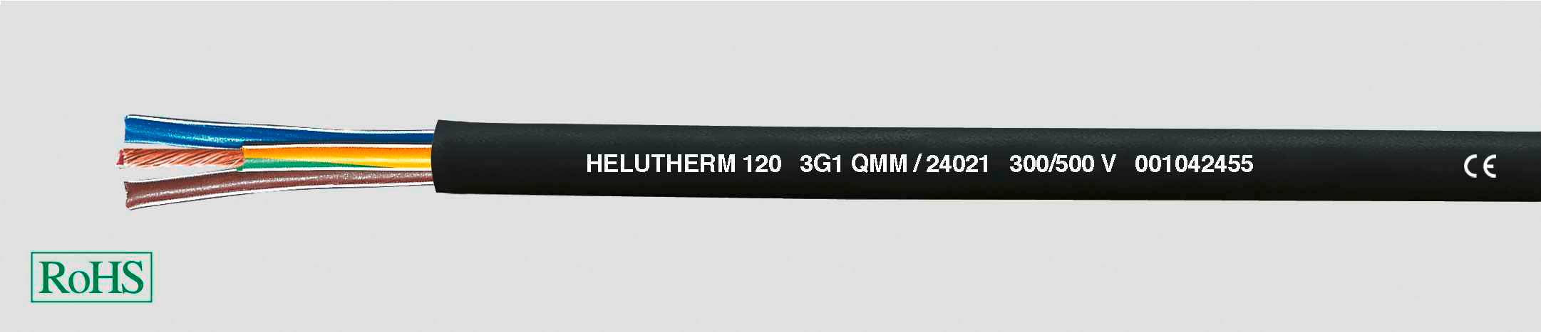 Helukabel HELUTHERM® 120 High-temperature cable 2 x 0.50 mm² Black 24039-100 100 m