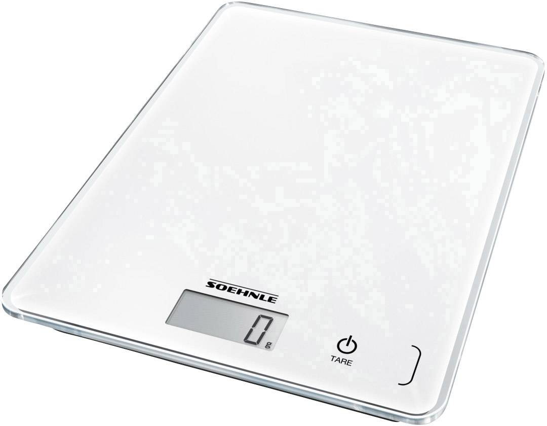 A digital kitchen scale with a glass surface, displaying '0' grams. Brand marking 'SOEHNLE', with 'Tare' and 'Power' buttons.