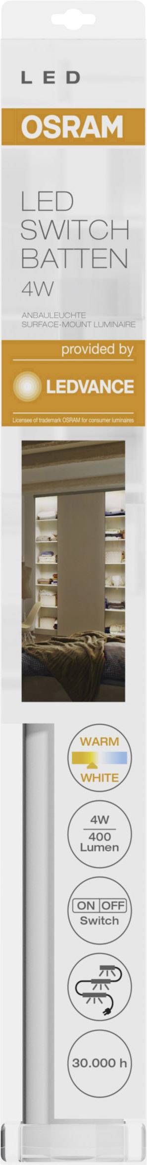 LEDVANCE LED Switch Batten L LED plinth lighting LED (monochrome) Built-in LED 4 W Warm white