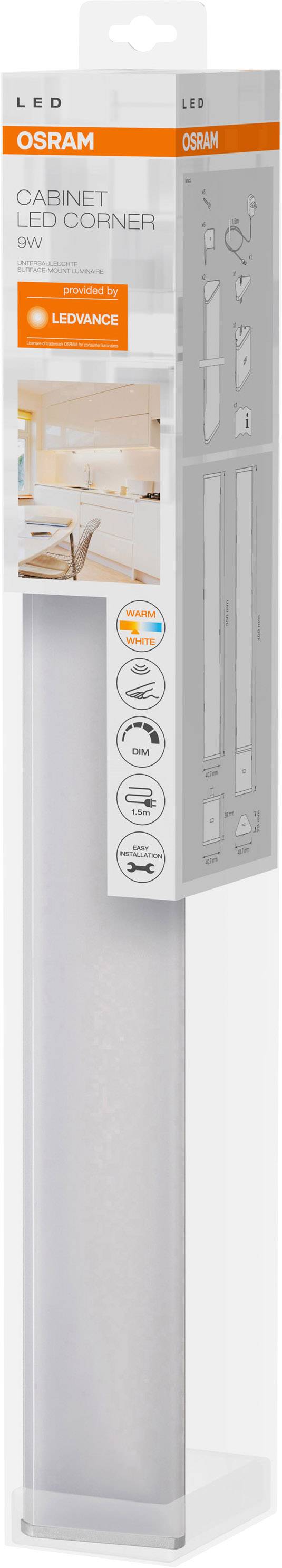 LEDVANCE Cabinet LED Corner L LED plinth lighting LED (monochrome) Built-in LED 12 W Warm white