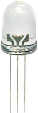 Leuchtdiode mit transparentem Gehäuse und drei Metallanschlüssen.
