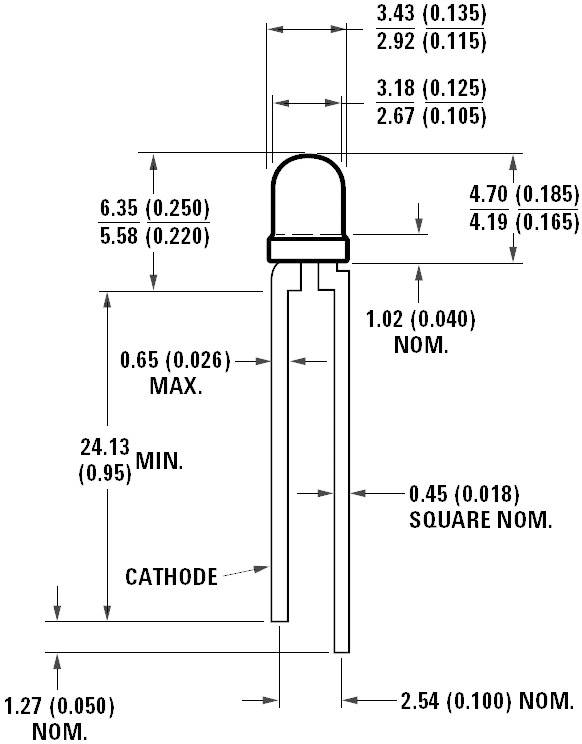 Broadcom HLMP-1540 LED wired Green Circular 3 mm 45 mcd 45 ° 20 mA 2.2 V
