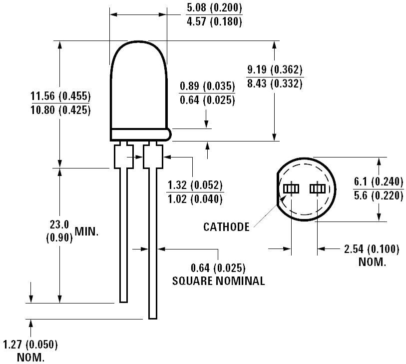 Broadcom HLMP-3750 LED wired Red Circular 5 mm 125 mcd 24 ° 20 mA 1.9 V