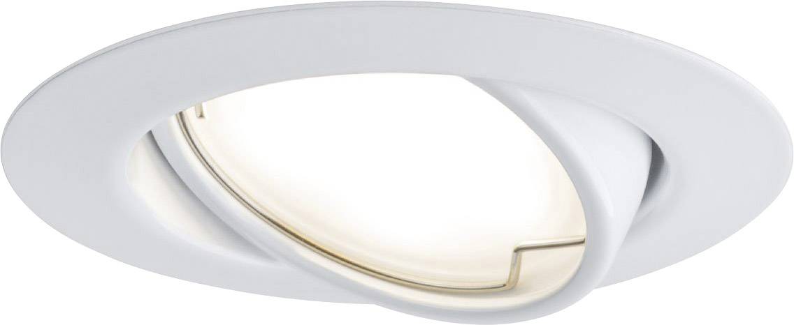 White ceiling light with swivelling, ring-shaped design, distributes soft light evenly. Ideal for modern interiors.