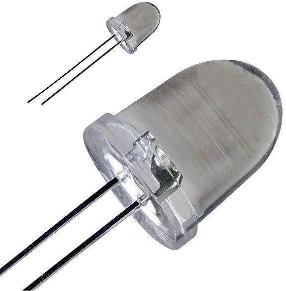 Close-up of two LED lamps with transparent casing and two connection pins, displayed against a white background.