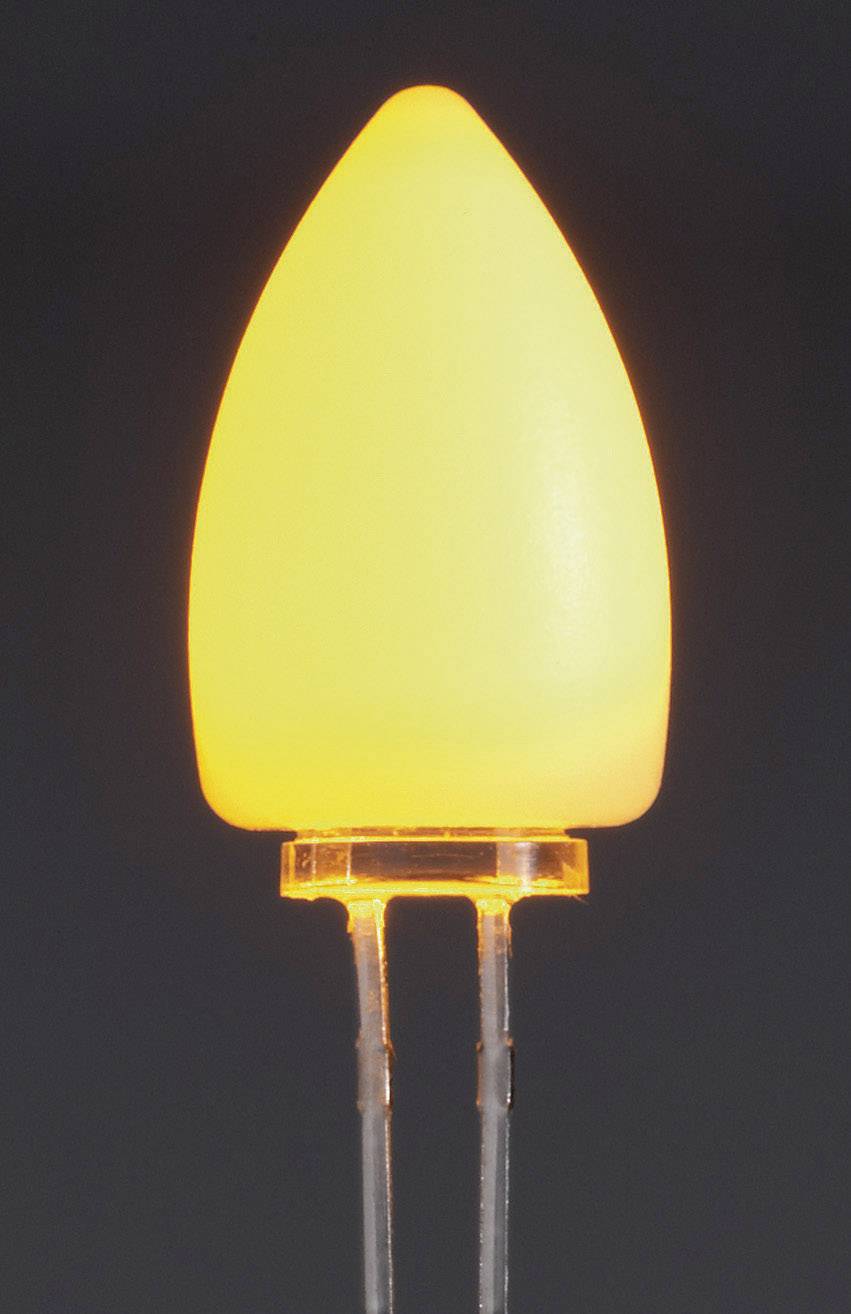 Close-up of a glowing yellow LED against a black background.