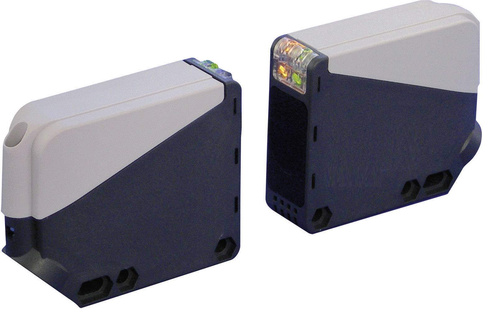 Two rectangular electronic sensor devices with blue and grey casings, displaying LEDs and connection points.