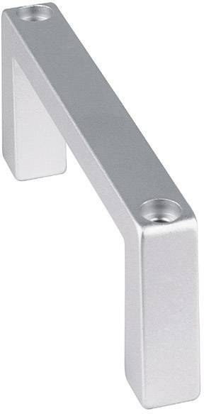 A silver, rectangular metal handle, with two screw holes for mounting at each end.