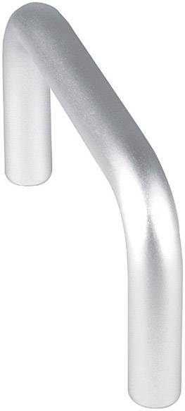 A silver-coloured metal handrail or handle, cylindrically shaped, with a 90-degree bend.