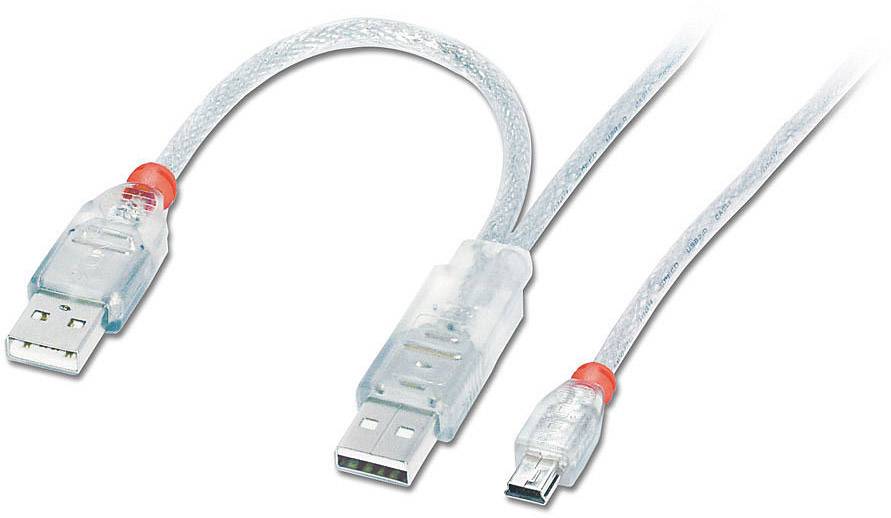 LINDY USB cable USB 2.0 USB-A plug, USB-Mini-B plug 2.00 m Transparent 31785