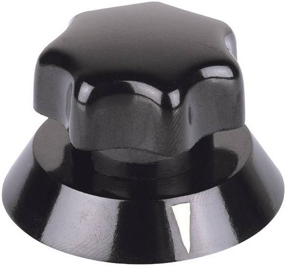Black plastic button with a star-shaped top and round base.
