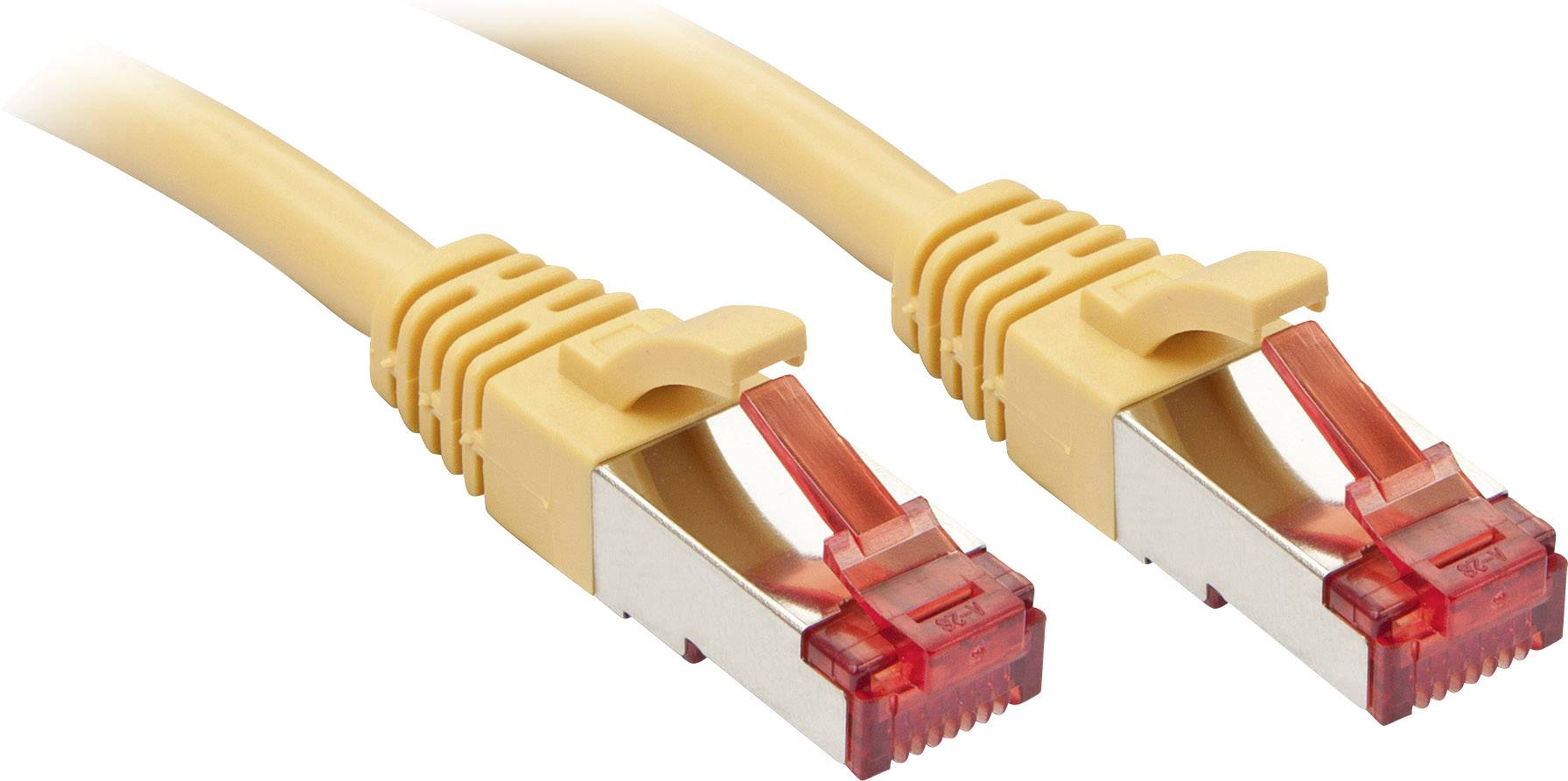 Two yellow Ethernet cables with red connectors, used for connecting network devices.