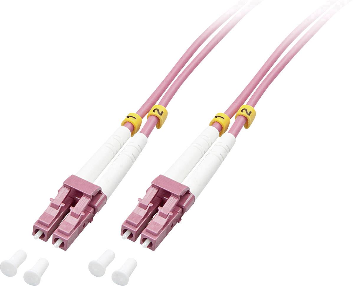 LINDY 46344 Fibreglass FO Cable 10.00 m Pink [1x LC plug - 1x LC plug] 50/125 µ Multimode OM4