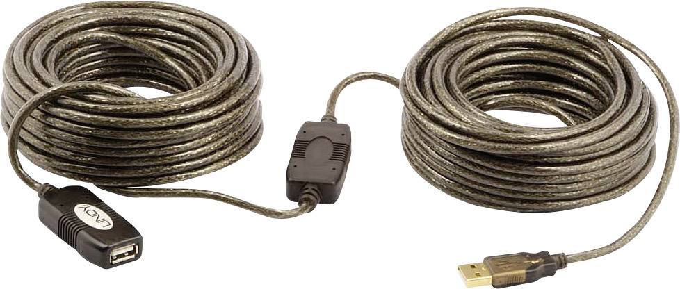 A USB extension cable with a USB-A plug on one side and a USB socket on the other, ideal for data transfer.