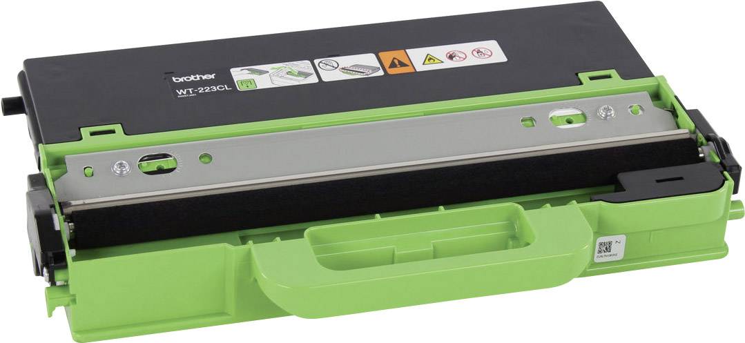 Green and black toner cartridge by Brother, model WT-223CL. Serves as a replacement part for printer maintenance.