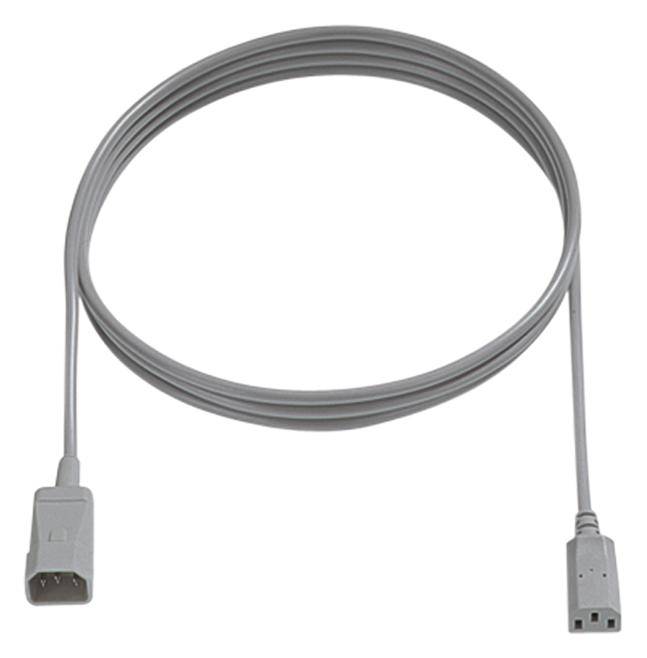 Grey network cable with rectangular plugs at both ends, used for powering electrical devices.