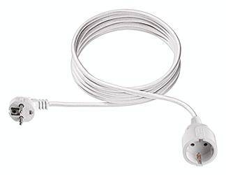 White extension lead with a Schuko plug and socket, coiled for compact storage.