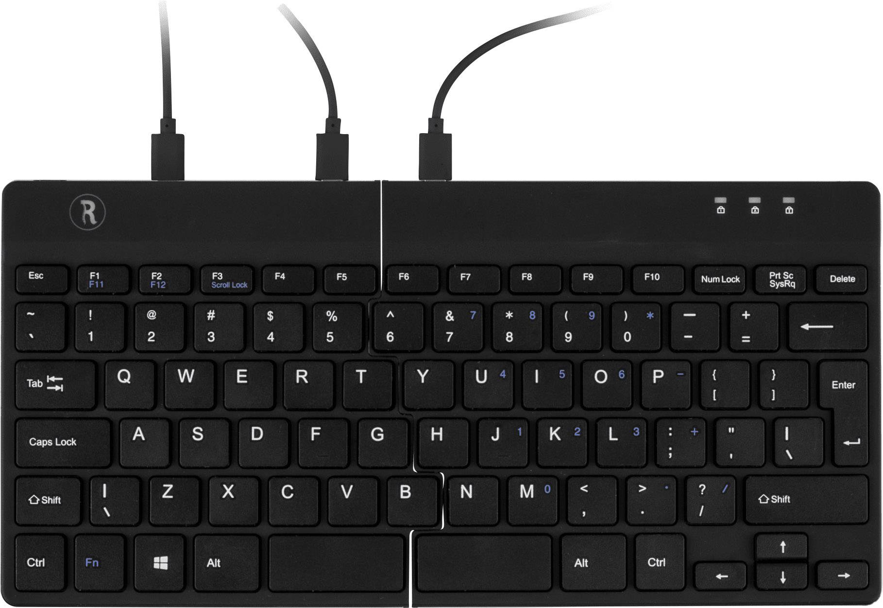 R-GO Tools Split USB Keyboard English, QWERTY Black Ergonomic