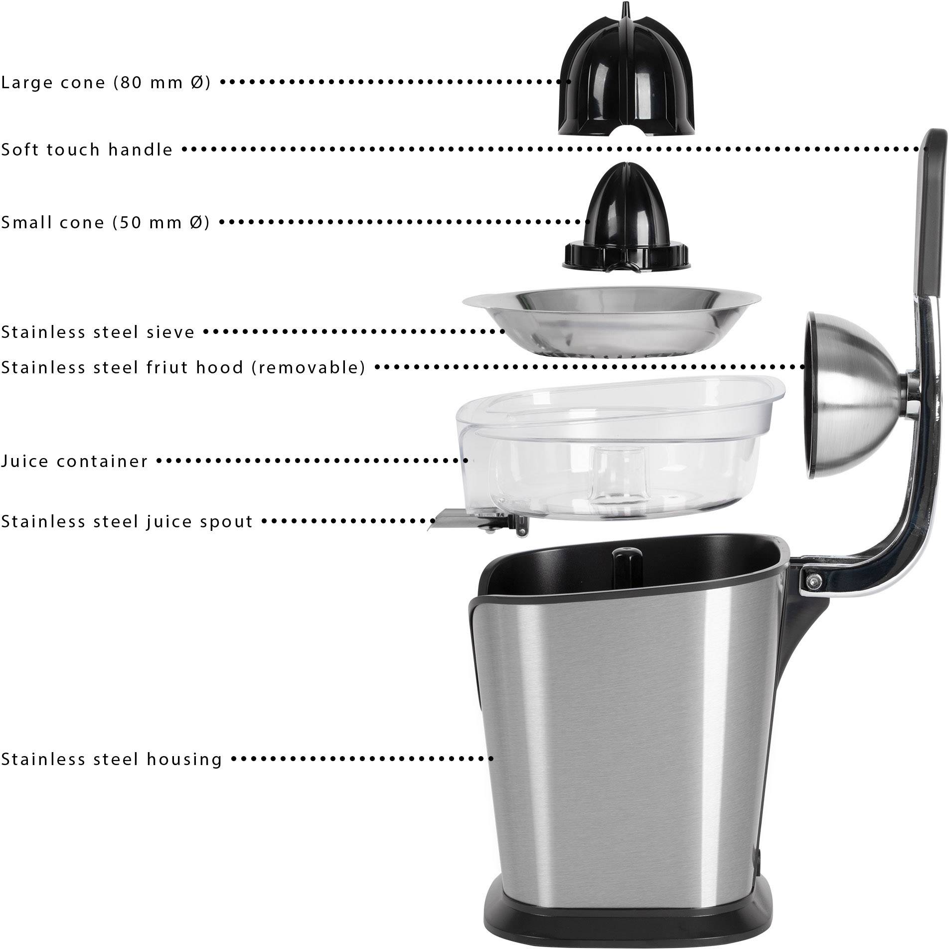 Profi Cook Lemon squeezer PC-ZP 1154 160 W Stainless steel, Black