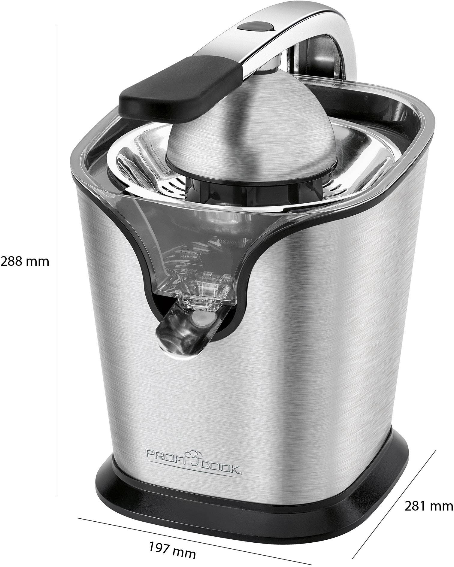 Profi Cook Lemon squeezer PC-ZP 1154 160 W Stainless steel, Black