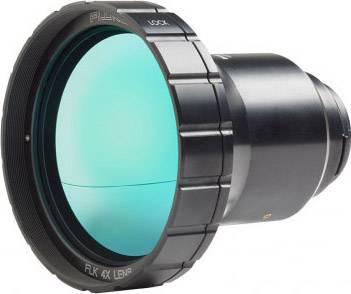 A black camera lens with a blue lens, photographed from the side.