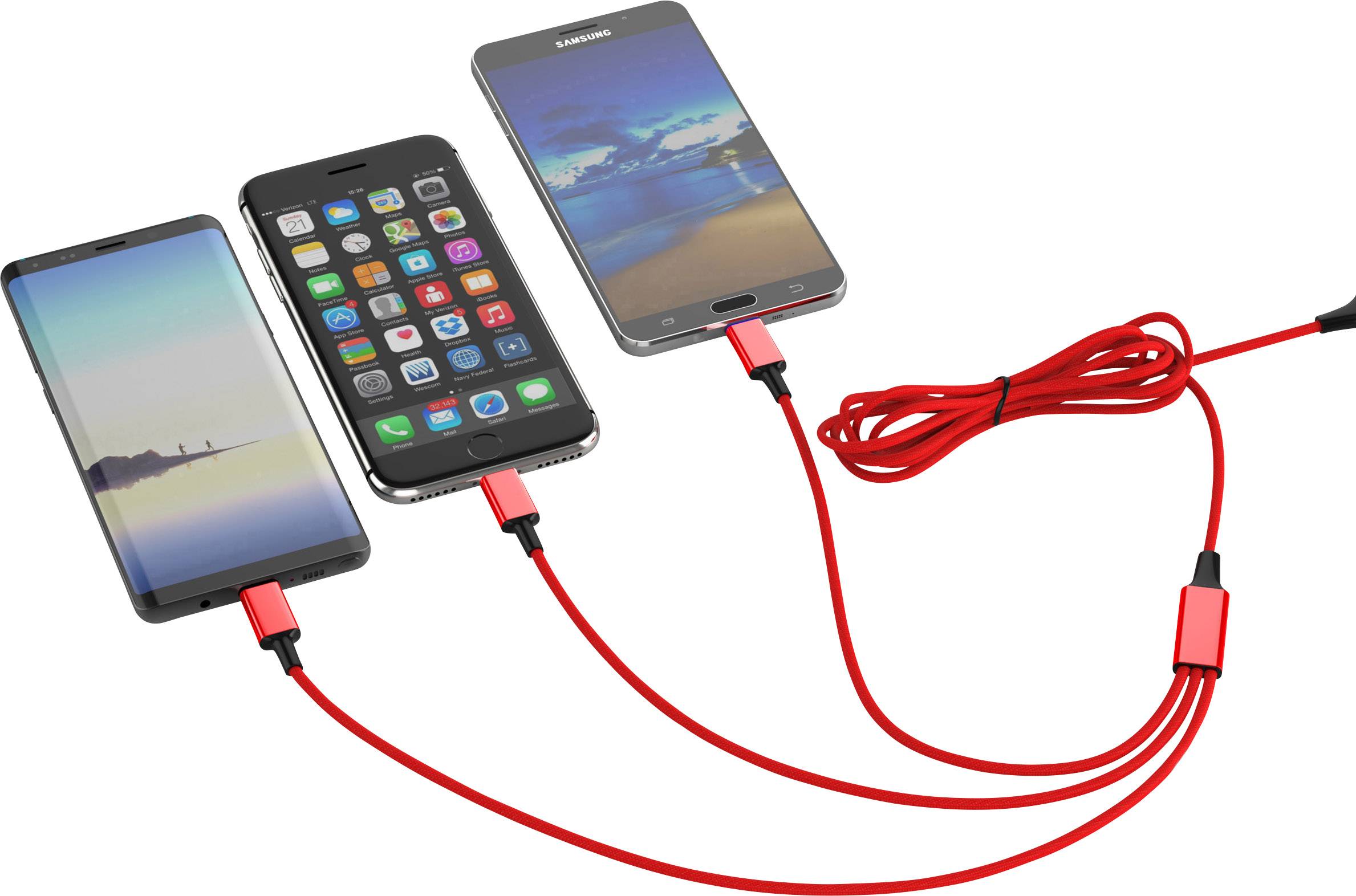 Smrter USB charging cable USB 3.2 1st Gen (USB 3.0 / USB 3.1 1st Gen) USB-A plug, USB-C® plug, USB Micro-B plug, Apple Lightning
