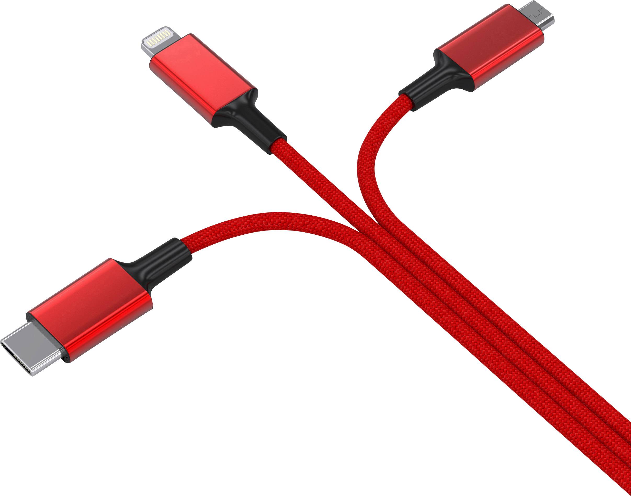 Smrter USB charging cable USB 3.2 1st Gen (USB 3.0 / USB 3.1 1st Gen) USB-A plug, USB-C® plug, USB Micro-B plug, Apple Lightning