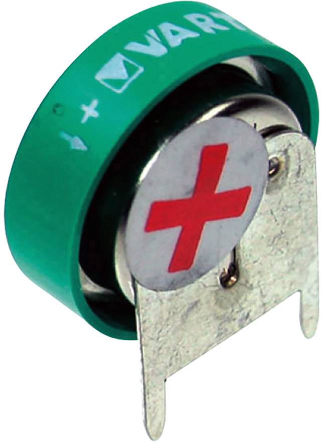 A green varistor with a red marking on the front, used for voltage limitation in electrical circuits.