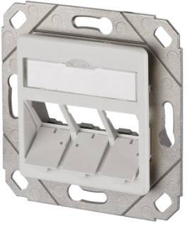 Metz Connect Network outlet Flush mount Insert with main panel 3 ports Pure white (RAL 9010)