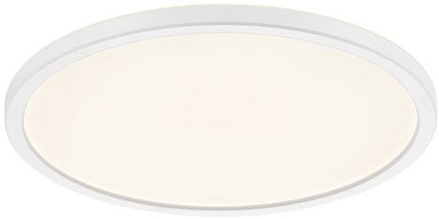 Round ceiling light with white illumination, mounted on the ceiling, suitable for modern interior spaces.