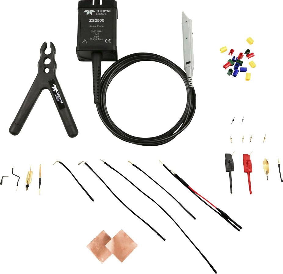 Electrical diagnostic kit with pliers, cables, and adapters for vehicle repair. Varied colour plugs clarify connections.