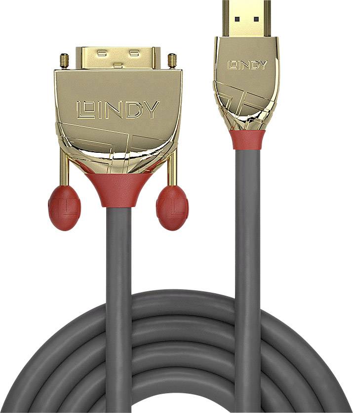 LINDY HDMI / DVI Adapter cable HDMI-A plug, DVI-D 18+1-pin plug 10.00 m Grey 36198 HDMI cable