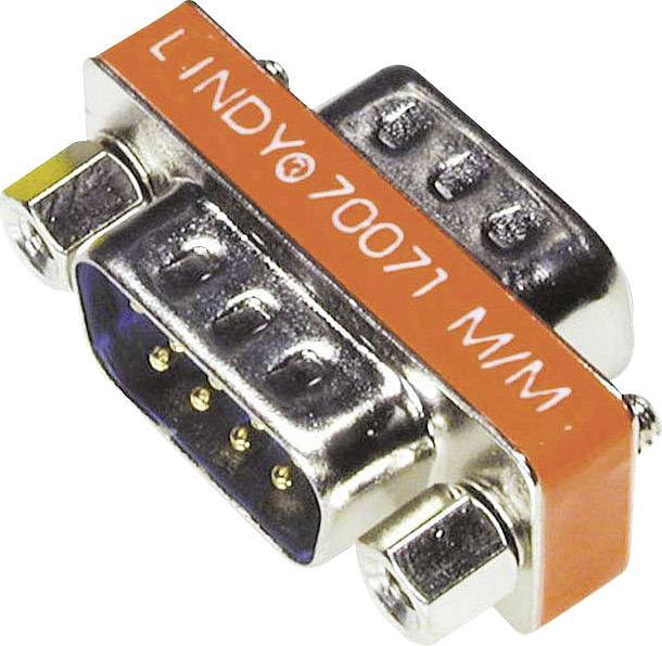 LINDY Gender Changer, VGA Adapter with Metal Casing, orange, Labelled 'LINDY 70071 M/M', for Connecting Two VGA Cables.