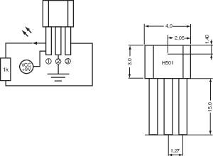 PIC Hall effect sensor H501 3.8 - 24 V DC Reading range: +4 - +35 mT TO-92-UA Soldering