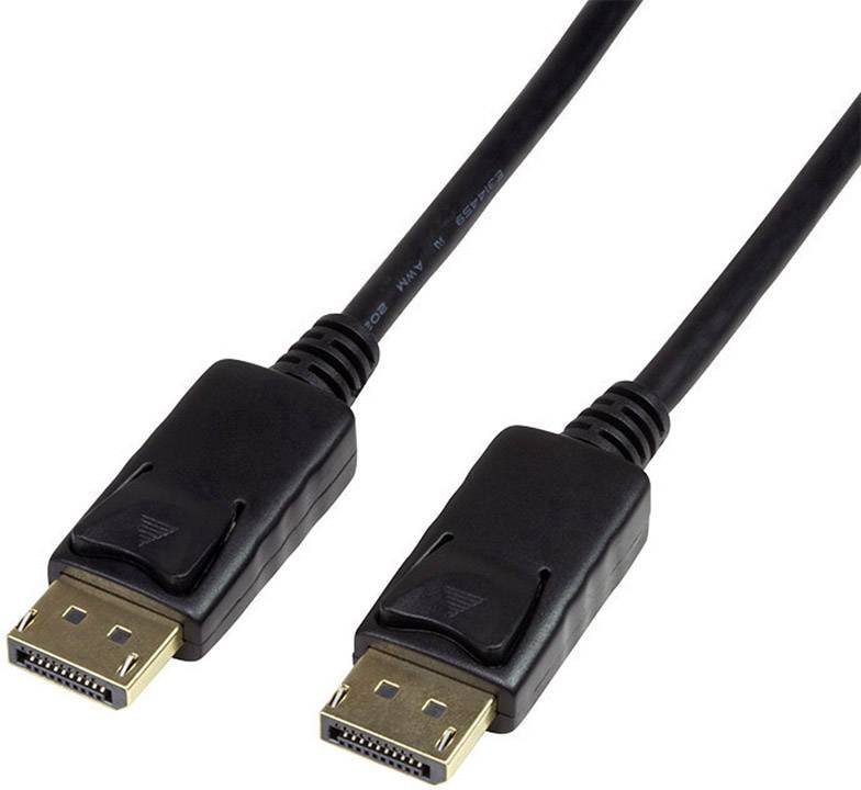 Two black DisplayPort cables with plugs at both ends, suitable for connecting computers to monitors.
