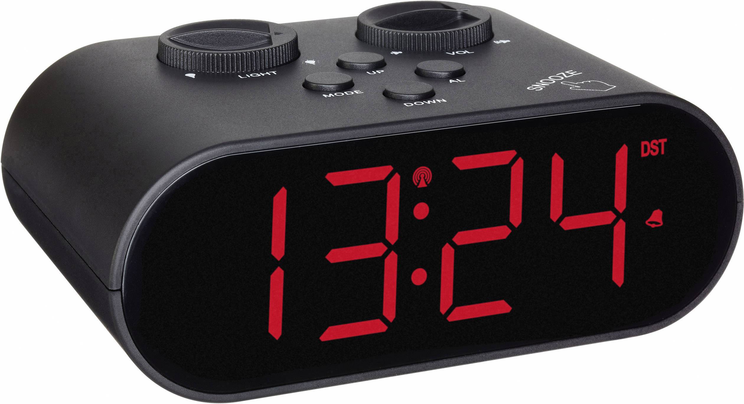 TFA Dostmann 60.2551.01 Radio Alarm clock Black Alarm times 1 USB port, Large display