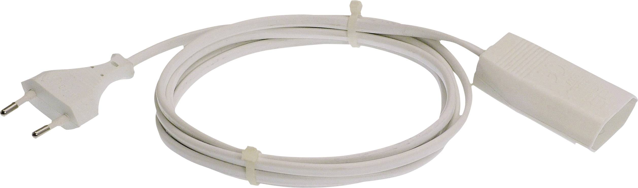 White extension lead with Schuko plug and socket, coiled and secured with a cable tie.