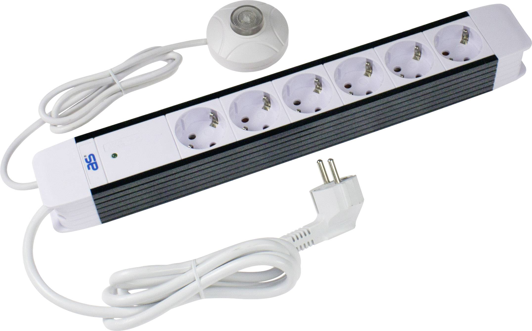 AS Schwabe 18670 Power strip (+ switch) White, Black PG connector 1 pc(s)