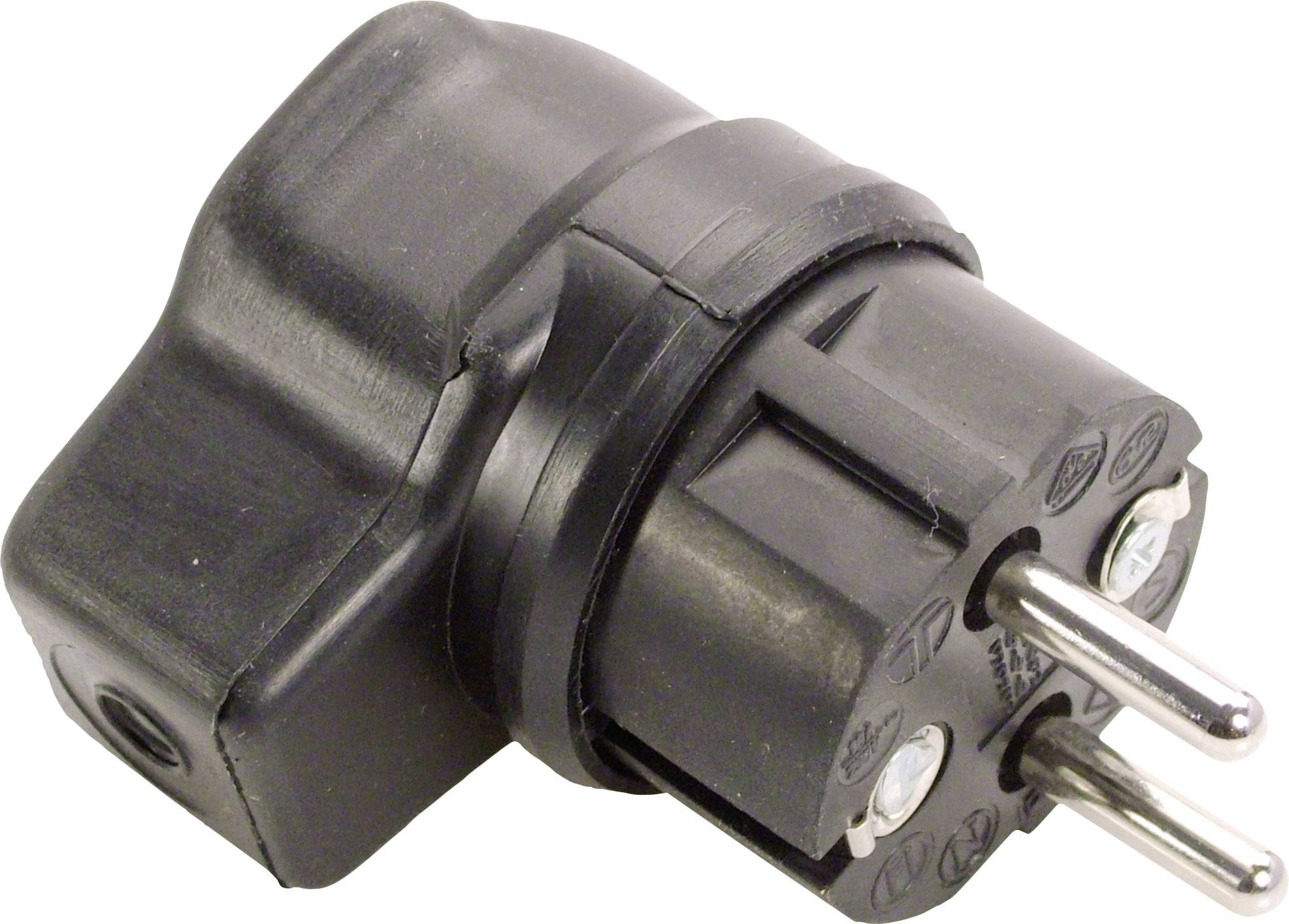 AS Schwabe 62207 Safety L-shape mains plug Solid rubber 230 V Black IP44