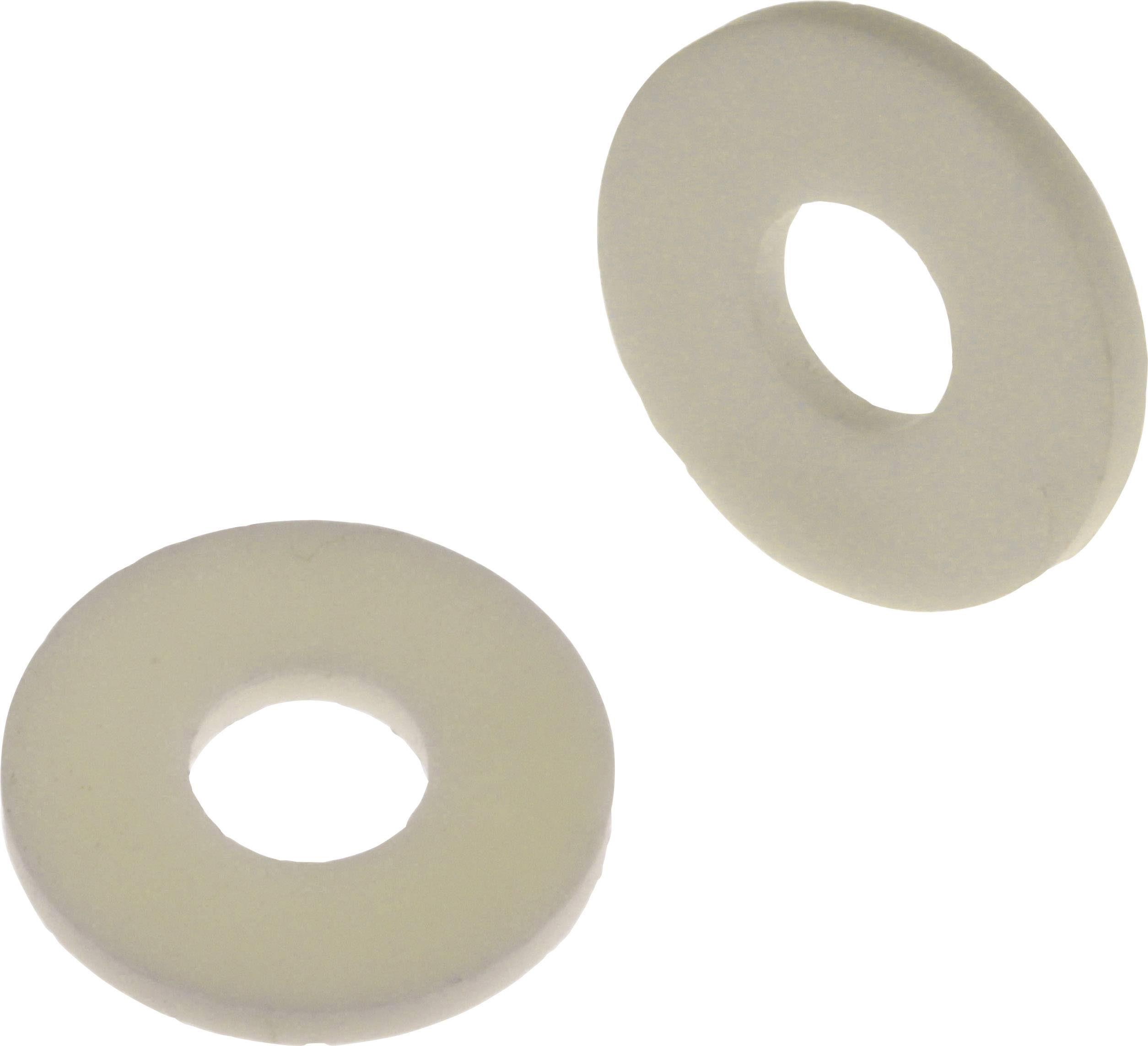 Two white, round foam discs are lying side by side on a neutral background.