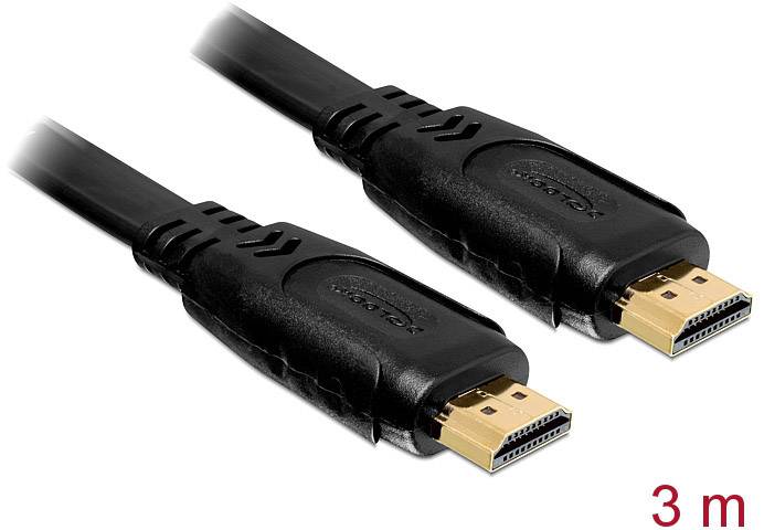 Black HDMI cable, 3 metres long, with two connectors.
