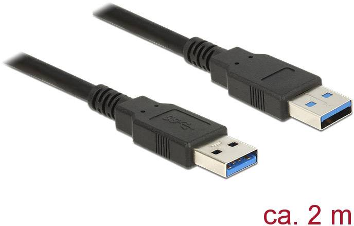 Black USB 3.0 cable, length approx. 2 metres, with two connectors.
