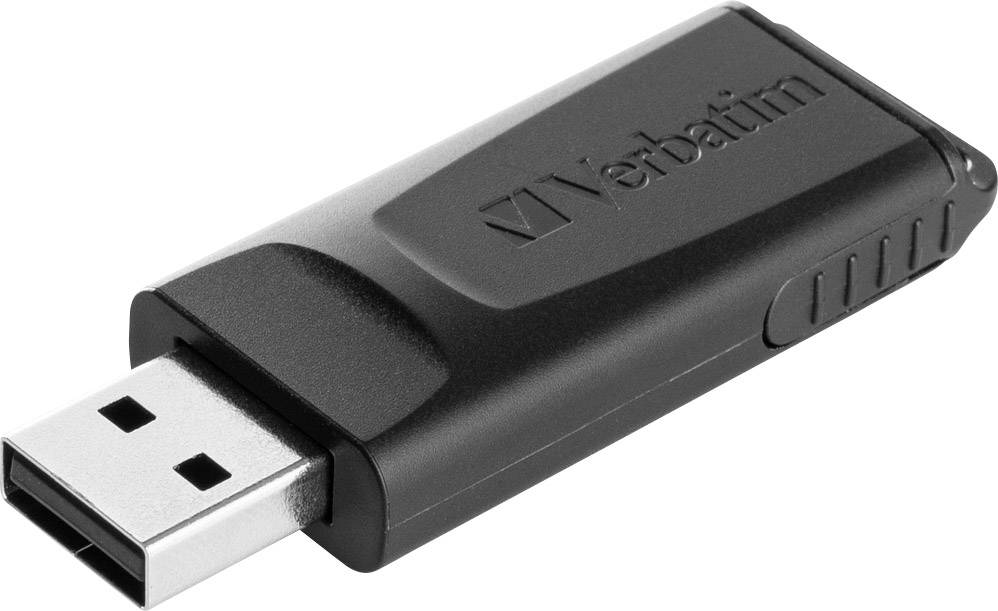 Black Verbatim USB stick, rectangular with USB port visible.