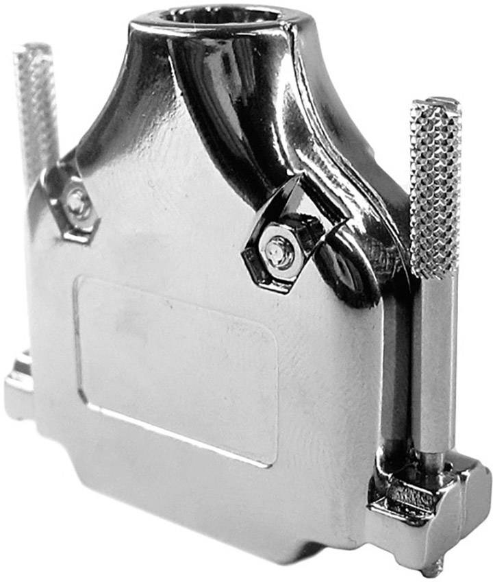 Metal D-sub plug with two mounting screws and rectangular housing.
